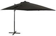 Guarda-sol cantilever c/ poste e luzes LED 250 cm preto