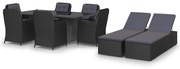 vidaXL 9 pcs conjunto de jantar para jardim vime PE preto