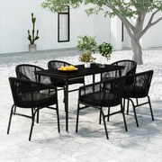 vidaXL 7 pcs conjunto de jantar para jardim preto