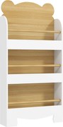 AIYAPLAY Estante Infantil Desenho de Ursinho para Livros Crianças 3 Níveis Branco Madeira 55x15x110 cm | Aosom Portugal