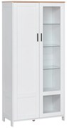 HOMCOM Armário de Cozinha com Porta de Vidro Prateleiras Ajustáveis e Pés Elevados 76x36x160 cm Branco | Aosom Portugal