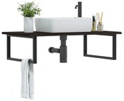 vidaXL Prateleira de parede p/ lavatório aço/madeira carvalho maciça