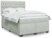 vidaXL Cama com molas/colchão 140x190 cm veludo cinzento-claro
