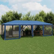 vidaXL Tenda p/ festas c/ 12 paredes laterais em rede 8x4 m PEAD azul