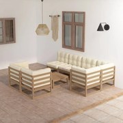 vidaXL 8 pcs conjunto lounge de jardim c/ almofadões pinho maciço