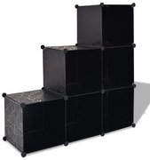 Cubos de arrumação com 6 compartimentos preto