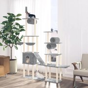 vidaXL Árvore p/ gatos c/ postes arranhadores sisal 279 cm cinza-claro