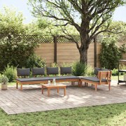 vidaXL Conjunto de Sofá de Jardim 5 pcs Marrom e Cinza