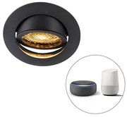 LED Foco embutido inteligente preto com WiFi GU10 ajustável - Ude Honey Moderno