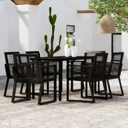 7 pcs conjunto de jantar para jardim preto