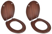 Assentos de sanita com tampas 2 pcs MDF castanho