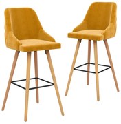 Bancos de bar 2 pcs veludo amarelo