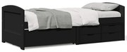 vidaXL Sofá-cama com 5 gavetas sem colchão 90x200 cm IRUN preto