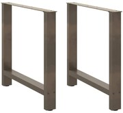 vidaXL Pés para mesa de jantar em aço natural, 2 peças, 80x (72-73) cm, aço