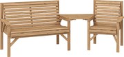 Outsunny Conjunto de 3 Cadeiras de Jardim, Conjunto para Varanda com Orifício para Guarda-sol, Cadeira de Jardim, Banco, Mesa Removível 121x65x90 cm Madeira natural | Aosom Portugal
