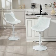Conjunto de 2 Bancos de Bar Bancos Altos de Cozinha Giratórios com Altura Ajustável e Couro Sintético 47,5x54x92-110 cm Branco