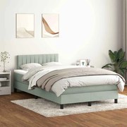 vidaXL Cama box spring c/ colchão e LED 120x210 cm veludo cinzento-claro