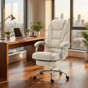 Cadeira de escritório Pacific Fabric com apoio para os pés Creme