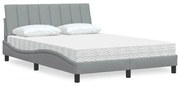 vidaXL Cama com colchão 140x190 cm tecido cinzento-claro