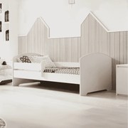 Cama infantil Luk 160x80 branca com grade - colchão e estrado incluido