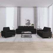 3 pcs conjunto de sofás tecido preto