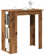 vidaXL Mesa de bar com prateleiras derivados de madeira madeira velha