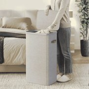 Cesto para roupa suja prático com compartimentos e tampa 56 x 40 x 75 cm cinzento