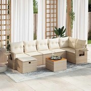 vidaXL 8 pcs conjunto de sofás p/ jardim com almofadões vime PE bege