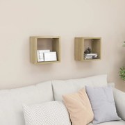 Prateleiras de parede em forma de cubo 2 pcs 26x15x26 cm sonoma