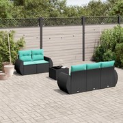 vidaXL 6 pcs conjunto de sofás p/ jardim c/ almofadões vime PE preto