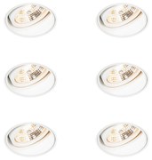 Conjunto de 6 focos embutidos modernos brancos sem moldura - Impact 70