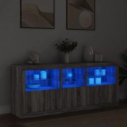 Aparador com luzes LED 162x37x67 cm cinzento sonoma