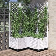 vidaXL Vaso/floreira de jardim c/ treliça 80x80x136 cm PP branco