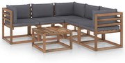 6 pcs conjunto lounge c/ almofadões antracite pinho impregnado