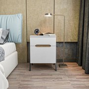 Mesa de Cabeceira Neva – Nogueira e Branco – 45x38x63,5 cm