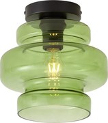 Plafon de teto retro preto com vidro verde - Denise