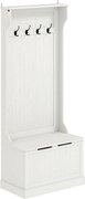 HOMCOM Móvel de Entrada com Cabide, Banco e Arrumação Branco Moderno 71,5x39,5x170 cm | Aosom Portugal