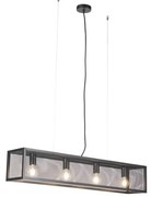 Candeeiro de suspensão industrial inteligente preto incl. 4 WiFi A60 - Cage Wire