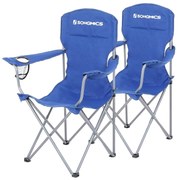 SONGMICS Conjunto de 2 cadeiras dobráveis ​​de acampamento, estrutura confortável e resistente, máx. Capacidade de carga 150 kg, com porta-copos, cadeiras de exterior, azul GCB08BU