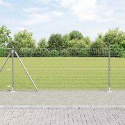 vidaXL Cerca Euro da com 7 postes flangeados, 1 x 10m, aço galvanizado