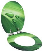 vidaXL Assento sanita c/ tampa fecho suave MDF design gotas água verde