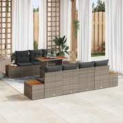 vidaXL Conjunto de Jantar de Jardim de 8 Peças com Almofadas Cinzas