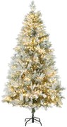 HOMCOM Árvore de Natal Artificial Nevada 180 cm com 300 Luzes LED 577 Ramos e Base Dobrável Verde | Aosom Portugal