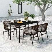 vidaXL 5 pcs conjunto de jantar para jardim castanho