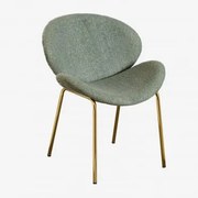 Cadeira De Jantar Estofada Em Chenille Fior Verde Abeto & Dourado - Sklum