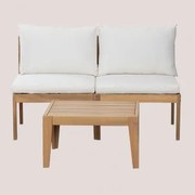 Conjunto De Jardim Com Sofá Modular De 2 Peças E Mesa De Centro Em Madeira De Acácia Filips Gardénia Branco - Sklum