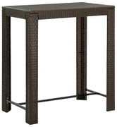vidaXL Mesa de bar para jardim 100x60,5x110,5 cm vime PE castanho
