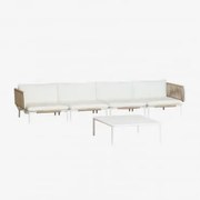 Sofá De Jardim Modular De 4 Peças Com 2 Poltronas De Canto E Mesa De Centro Roubly Beige De Amêndoa - Sklum