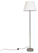 Candeeiro de pé moderno em aço com cúpula branca plissada 45 cm - Simplo Moderno