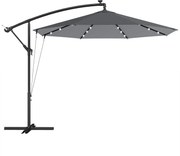 Outsunny Guarda-sol descentrado 3 m com Luzes LED Solares, para Jardim, Cor Cinzento | Aosom Portugal
